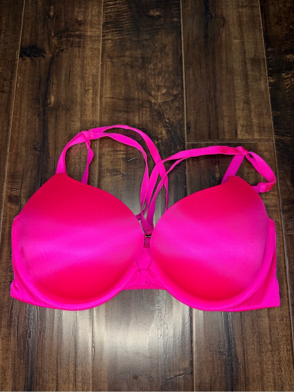 Victoria's Secret Very Sexy Push-Up Bra Hot Pink Front Closure Strappy Back 36D